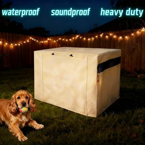 HiCaptain 30-Inch Dog Crate Cover with Mesh, Waterproof Kennel Cover, Beige - Image 4
