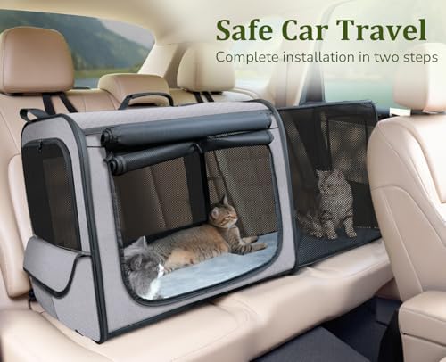 Dog Car Carrier Light Weight,Expandable,Foldable Dog Carrier, Gray - Image 4