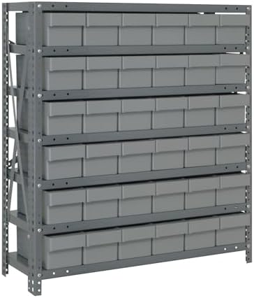 Quantum Storage Systems 2439-603GY Solid Heavy Duty 7 Shelves 36 Super Tuff Euro Gray Bins 39" H x 36" W x 24" D by QuantumStorageSystems