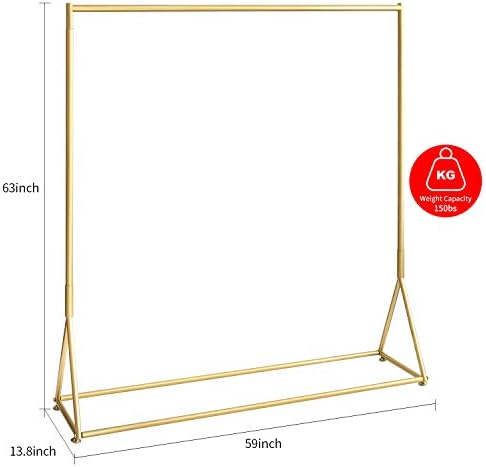 Gold Pipe Clothing Racks Freestanding, Modern Metal Clothes Rack Heavy Duty, Easy Assemble Clothing Rack for Hanging Boutiques and Bedroom 59" L - Image 6