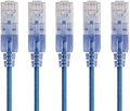 Monoprice SlimRun Cat6A Ethernet Patch Cable - Snagless RJ45 UTP Pure Bare Copper Wire 10G 30AWG 30ft Blue 5-Pack by Monoprice