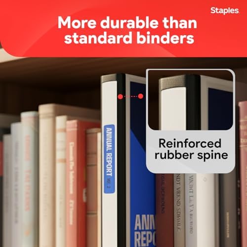 Staples Heavy-Duty 1-Inch D-Ring View Binder, White, 275 Sheets - Image 4