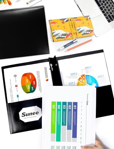 SUNEE 12-Pack Black Plastic Folders with Pockets and Prongs, Letter Size, 9 x 11.5 in - Image 5