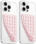 Anteel 2 Pack Silicone Suction Cup Phone Case Mount Double Sided, Hands-Free Silicon Phone Grip with Higher Suction Power for Selfies and Videos, Non Slip Phone Accessories (Light Pink) by PKYAA