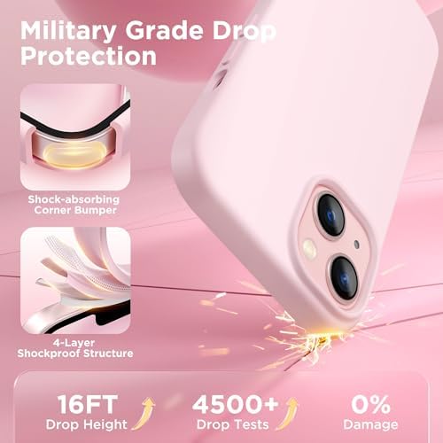 GolbinBox Magnetic for iPhone 13/14 Case, Silicone Cover, Chalk Pink - Image 5