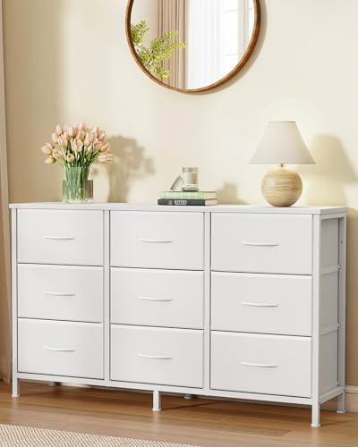 SONGMICS Dresser with 9 Fabric Drawers, TV Stand for TVs Up to 55 Inches - Image 2