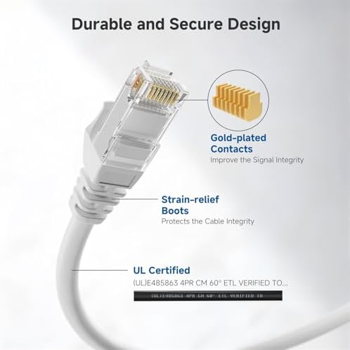 Cable Matters 10Gbps 5-Pack Snagless Cat 6 Ethernet Cable, 10ft, White - Image 4