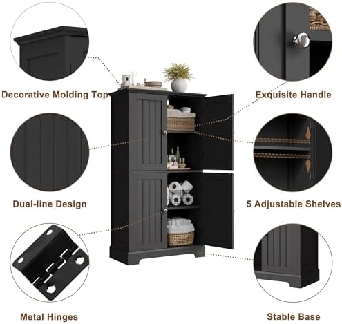 ChooChoo Bathroom Floor Cabinet with Adjustable Shelves - Image 4