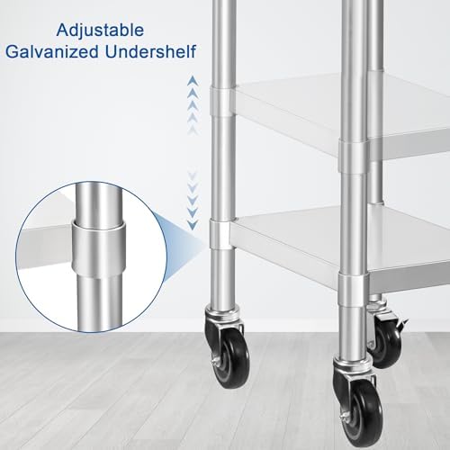 HARDURA Stainless Steel Commercial Table 24×24 Inches with Casters - Image 4