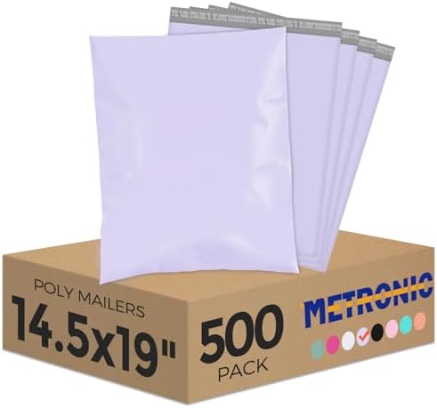 Metronic Poly Mailers 14.5x19 Large Poly Mailers 500 Pack Self-Seal Shipping Bags, Packaging Bags, Shipping Envelopes, Packaging for Small Business, Boutique, Clothing Lilac Purple by METRONIC