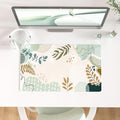 Faux Leather Large Mouse Pad, Office Desk Mat, 23.6"x13.8", Botanical by ColorfulStar