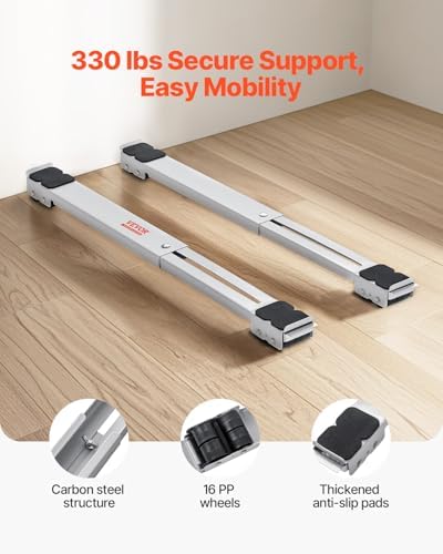 VEVOR Appliance Rollers Heavy Duty, Extendable Appliance Rollers Mobile Washing Machine Base, Mini Fridge Stand Moving Cart for Refrigerators, Dryers, Dishwashers, White - Image 2