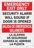T&R Large Emergency Exit Only Bilingual Sign Security Alarm Will Sound If Door Is Opened - 1 Pack - 14 x 10 Inches Rust Free .040 Aluminum Reflective - UV Protected, Waterproof, Weatherproof and Fade Resistant - 6 Pre-drilled Holes by TR