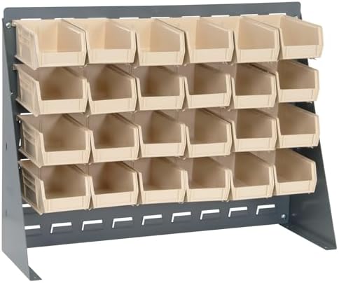 Quantum Storage Systems QBR-2721-210-24IV Ultra Bin Complete Bench Rack Package with 24 Ultra Bins, 27" x 8" x 21" , Ivory by QuantumStorageSystems