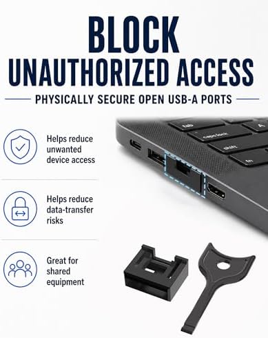 24-Pack USB-A Port Locks with 2 Keys,Laptop Security Locks for Physical Security and Malware Protection,Removable USB-A Port Locks for PC Laptops, Protecting Data and Information Security (Black) - Image 6