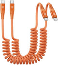 USB C to C Cable 3FT, 2Pack Coiled USB C Fast Charging Cable for CarPlay by KIYODA