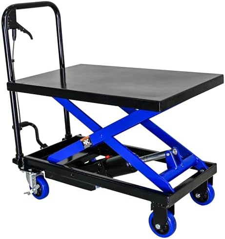 Industrial Manual Hydraulic Lifting Trolley 500 Pound Capacity Single Shear Structure with Moving Wheels and Safety backrest Material Transportation Platform Trolley by YooUmiLife