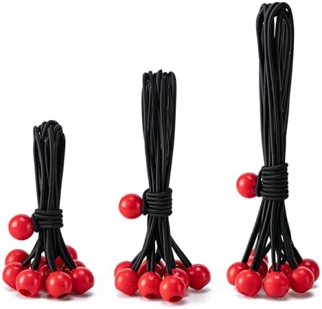30 Pack Ball Bungee Cord, Heavy Duty Bungie Cord Balls (4" 6" 9",Black/Red) by Unknown