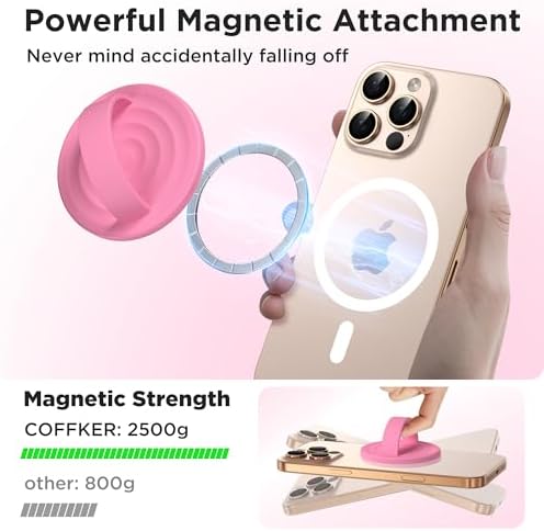 CCOFFKER Magnetic Phone Grip for MagSafe, Silicone Ring Grip,Tender Pink - Image 3