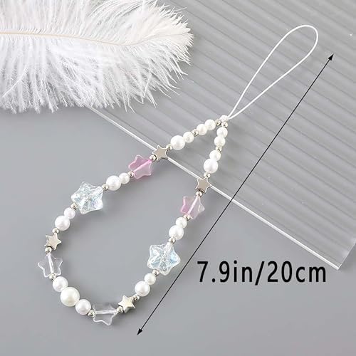 Beaded Phone Charm Lanyard Strap Girly Style Fixed Beads Pearl Lanyards - Image 5