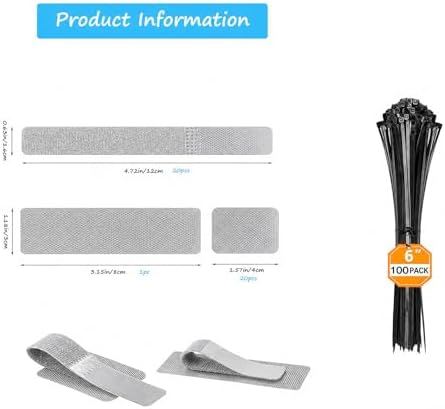 Under-Desk Cable Management Kit: 20 Adhesive & 100 Zip Ties (Grey) - Image 2