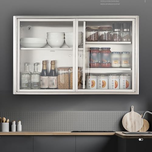 Stainless Steel Double Door Wall Cabinet with Adjustable Shelves, Wall-Mounted Storage Cabinets, Floating Over Toilet Bathroom Upper Cabinets for Laundry Room, Kitchen,23.6x15x9.8in - Image 7