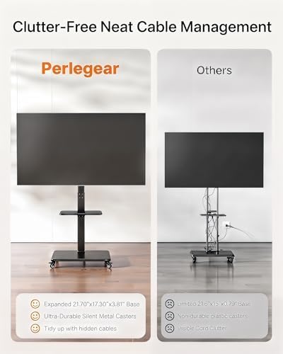 PERLESMITH Rolling TV Stand with Wheels for 30-75 Inch TVs up to 110 lbs - Image 6
