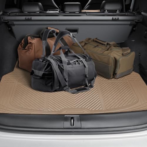 CAR PASS Floor Mats for Cars M-L Size, Heavy Duty Rubber Floor Mats with Trunk Cargo Liner, Universal Trim-to Fit Automotive Floor mats for Truck Van SUV Waterproof All Weather Car Mats All Beige - Image 6