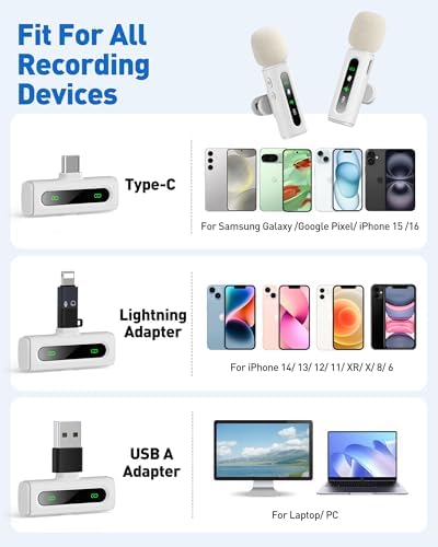 USB C Lavalier Microphone Wireless Mini Mic for Type-C Android Phone/Tablet/PC Video Recording Clip-on Mics with Rotatable Clip&Denoise Recording, Ideal for Vlog Tiktok Youtube Content Creator, White - Image 5