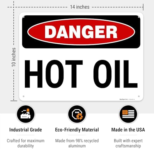 Danger Hot Oil OSHA Sign, - Image 3