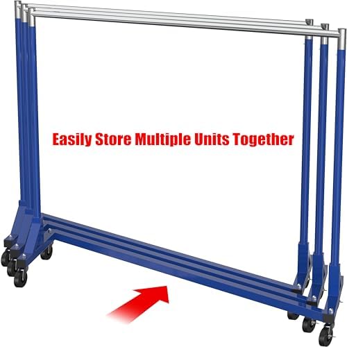 Simple Houseware Industrial Grade Z-Base Garment Rack, 63" W/500Lb, Blue - Image 5