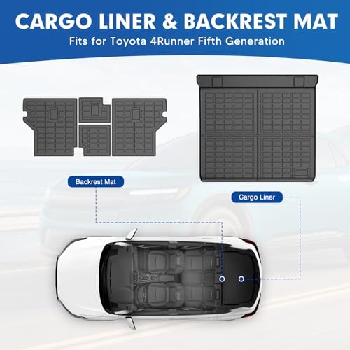 Mixsuper Cargo Liner for Toyota 4Runner 2010-2024 5 Seater (No 3rd Seat or No Sliding Cargo Deck), All Weather Cargo Mat Backrest Mat TPE Back Seat Cover Protector for 4Runner Accessories - Image 2