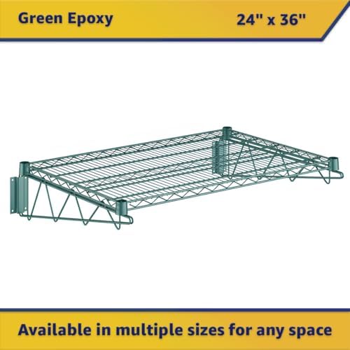 24" x 36" Wire Green Epoxy Wall Mount Shelf, Commercial Fixed Wall Mount Rack, NSF, Metal Floating Shelving for Kitchen, Stock Rooms, Home and Hotel - Image 3