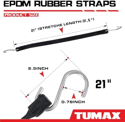 30PCS EPDM Bungee Cords S Hooks 21in Heavy Duty Tarp Straps - Image 5