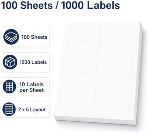 1000 Pcs 2"x4" 10 Up Shipping Labels for Laser & Inkjet Printer - Image 3