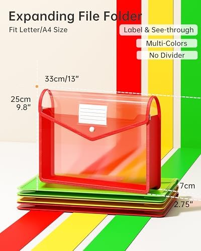 Plastic Expanding File Folder, Transparent Envelopes with Snap Closure - Image 2