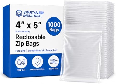 4” X 5” (1000 Count) 2 Mil Clear Reclosable Zip Plastic Poly Bags by SpartanIndustrial