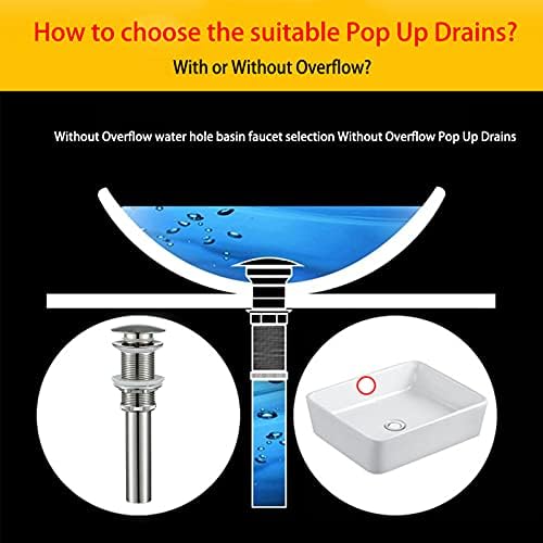 Pop Up Drain Assembly Brushed Nickel,Bathroom Sink Drain with Removable Brass Strainer Basket Without Overflow Vessel Basin Sink Drain Stopper,83606BN. - Image 6