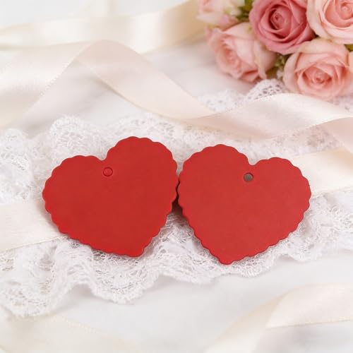 100 Pcs Red Gift Tags Valentine Heart Shaped Paper Tags Blank Heart Hanging DIY Labels Valentine's Gift Wrapping Tag with 33 Feet String for Valentine's Party - Image 6