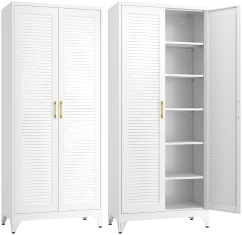 SteeLoong 75" Metal Storage Cabinet with Doors and 5 Adjustable Shelves by Steeloong
