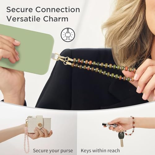 POSADINA Natural Stone Phone Charm, Beaded Healing Phone Wrist Strap, Handmade Cellphone Chain Lanyard with Tether Tab - Image 6