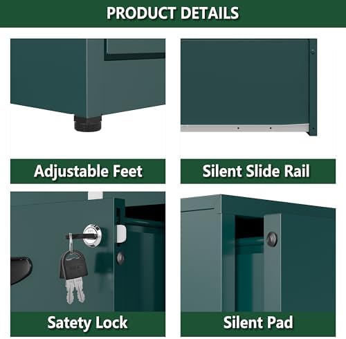 Polup 2 Drawer File Cabinet with Lock, Metal Filing Cabinet for Home Office - Image 5