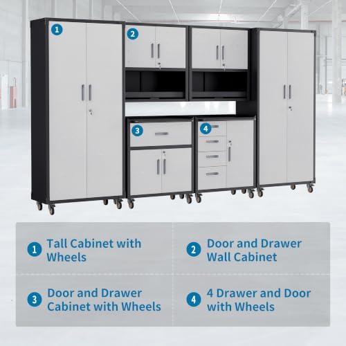 6-Piece Garage Storage Cabinets System Heavy Duty Workshop Set - Image 4