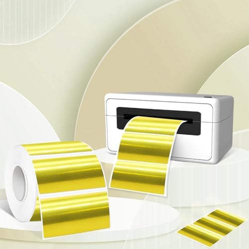 1.25" x 2.25" Gold Thermal Label Stickers,Waterproof Thermal Printer Sticker Labels for Gift Wrapping, Self-Adhesive Name Price Tag DIY Custom Logo Design (500 pcs,Gold) - Image 3