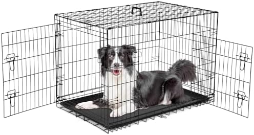 Sweetcrispy 42 Inch Dog Crate, Medium Large Dog Cage, Foldable Pet Kennel by Sweetcrispy
