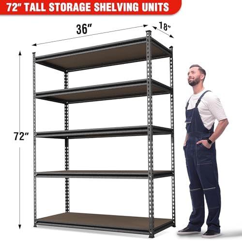 WORKPRO 5-Tier Adjustable Metal Shelving, 36”Wx18”Dx72”H,4000LBS Capacity - Image 3