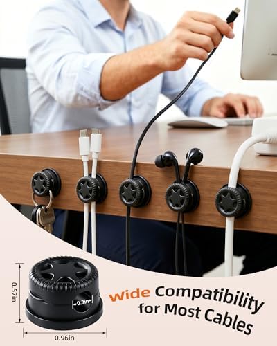 AGPTEK 8 Pack Magnetic Cable Clips, 360° Rotatable Cord Holder - Image 4