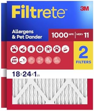 Filtrete 18x24x1 Air Filter, MERV 11, MPR 1000, 2 HVAC Filters by Filtrete