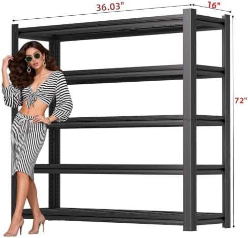 5-Tier Metal Garage Shelving Unit | Adjustable Garage Shelving, Store Shelving, 2,500LBS Capacity, Easy to Assemble,Ideal for Garage and Basement Storage(5T-72H*36.03W*16D)*3 - Image 3