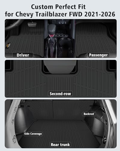 Floor Mats & Cargo Mat & Backrest Mat for Chevy Trailblazer FWD 2021-2026 - Image 2